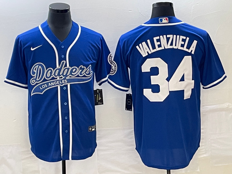 Men's Los Angeles Dodgers Fernando Valenzuela #34 Royal Jersey Joint Edition